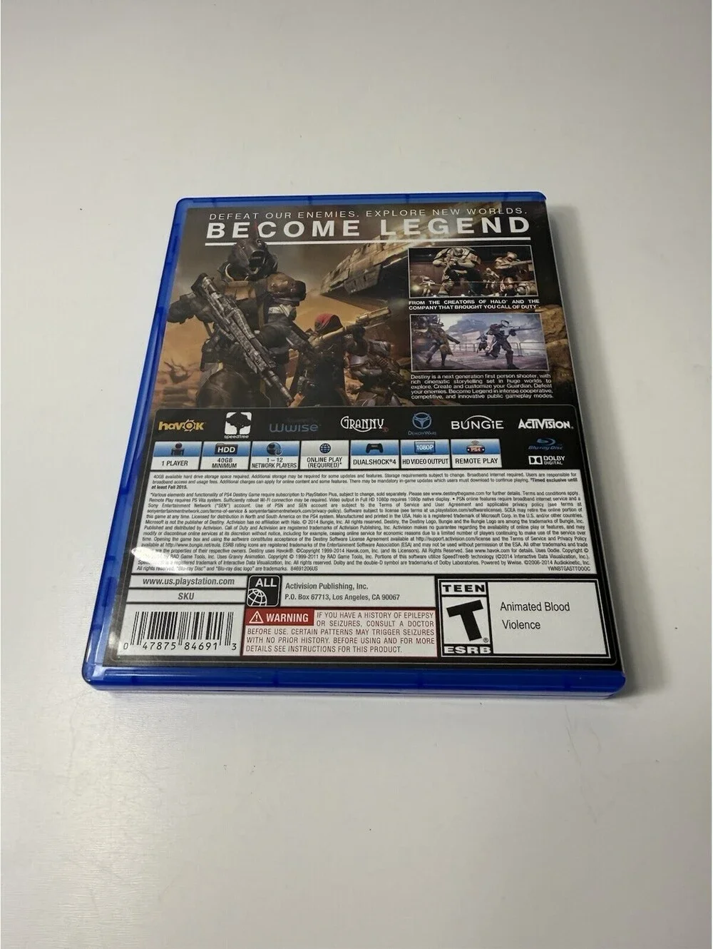 PS4 “Destiny” Video Game For Play Station 4 ~ Rated Teen ~ Bungie Activision EUC